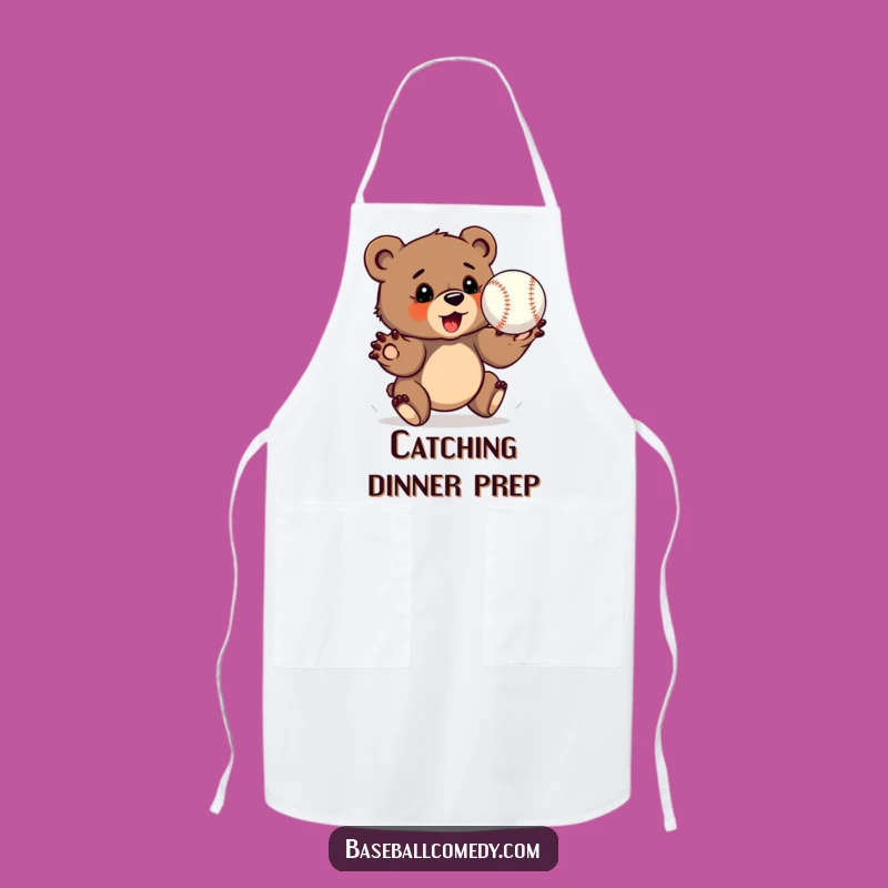 Funny Bear Cub Apron - Determined Catcher Kitchen Gear, Fun Gift