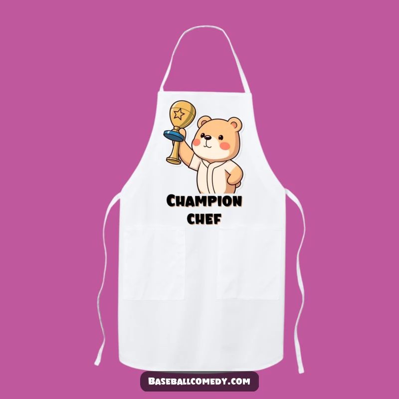 Funny Bear Champion Apron - Kitchen Triumph for Baseball Lovers