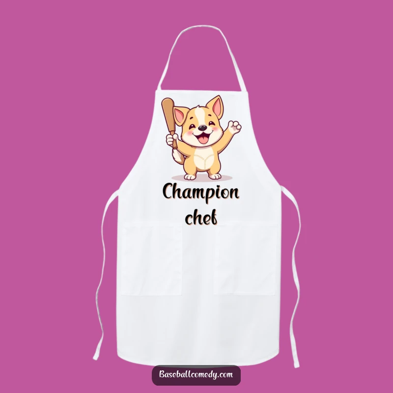Funny Dog Home Run Apron: Baseball Kitchen Fun for Proud Pup Cooks