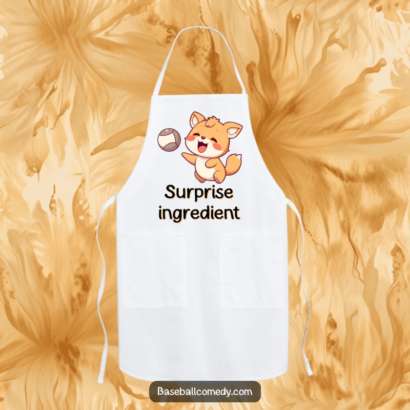 Funny Apron: Happy animal with a surprised expression catching a ball, bringing playful humor to the kitchen.