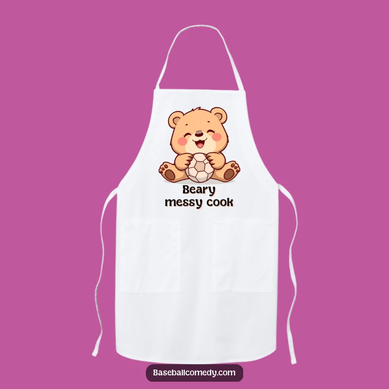 Funny Bear Catching Ball Apron: Kitchen Humor for Chefs and a Hilarious Cooking Gift