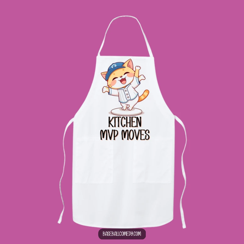 Funny Cat Cartwheeling Baseball Apron: Cook Up Some Laughs!