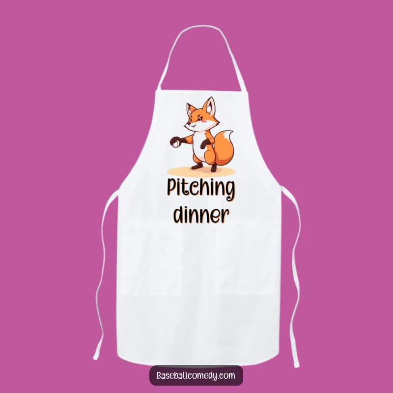 Funny Fox Pitching Apron: Kitchen Precision & Humor Gift