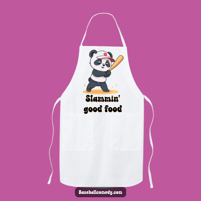 Funny Panda Grand Slam Apron: Kitchen Home Run Humor Gift