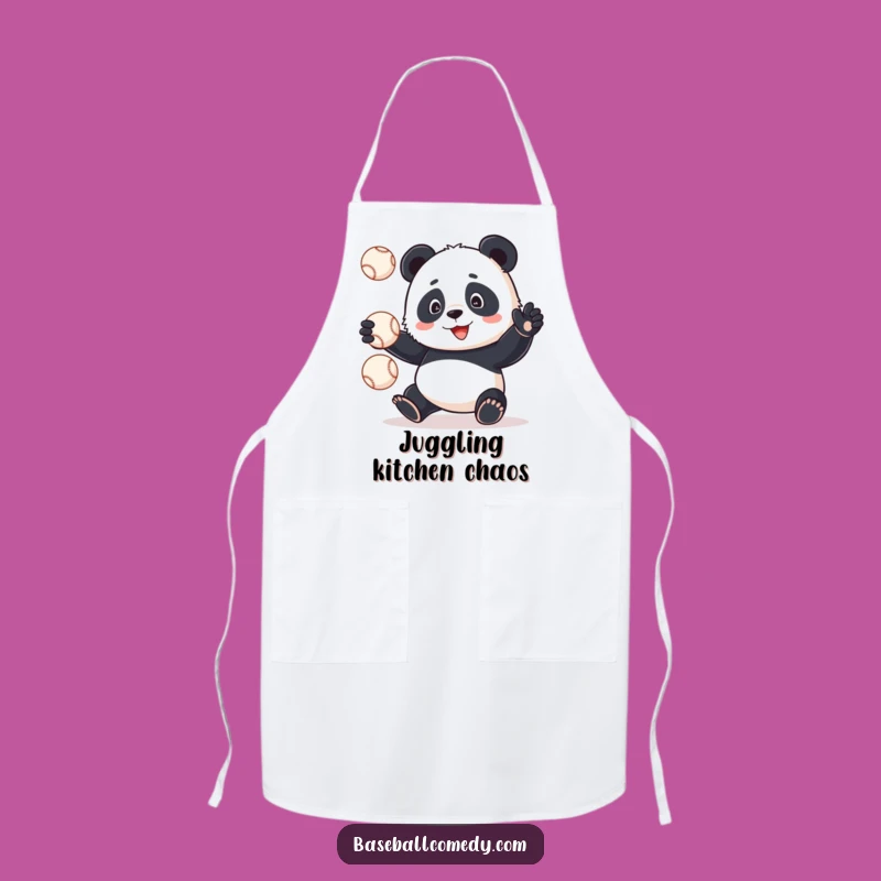 Funny Panda Juggling Baseballs Apron: Cook with Comedy and Style!