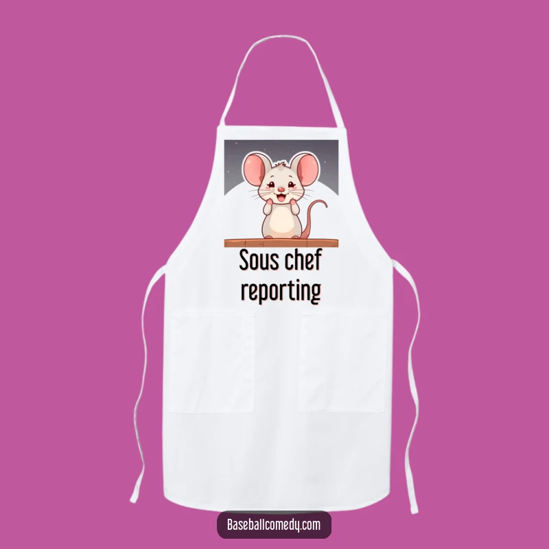 Funny Curious Mouse Dugout Apron - Kitchen Baseball Fan Wear