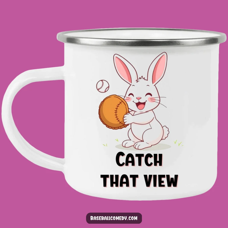 Funny Rabbit Catcher Camping Mug: Trailside Joy with a Big Mitt - Outdoor Gift!