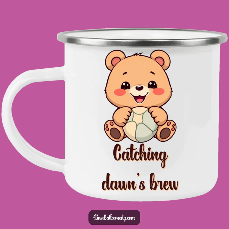 Funny Bear Catching Ball Camping Mug: Adventure & Humor Gift