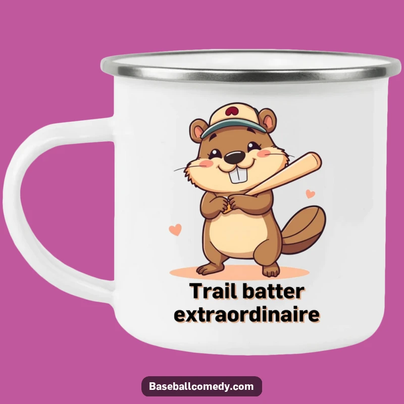Funny Beaver Home Run Camping Mug: Champion Smile, Outdoor Baseball Gift