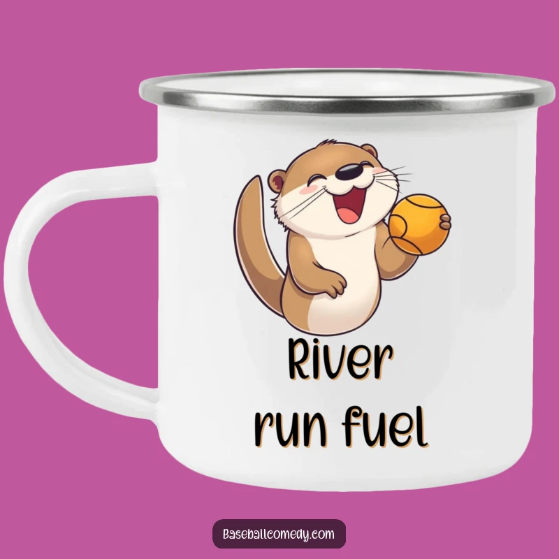 Funny Otter Baseball Camping Mug: Joyful Catcher, Outdoor Enthusiastic Gift