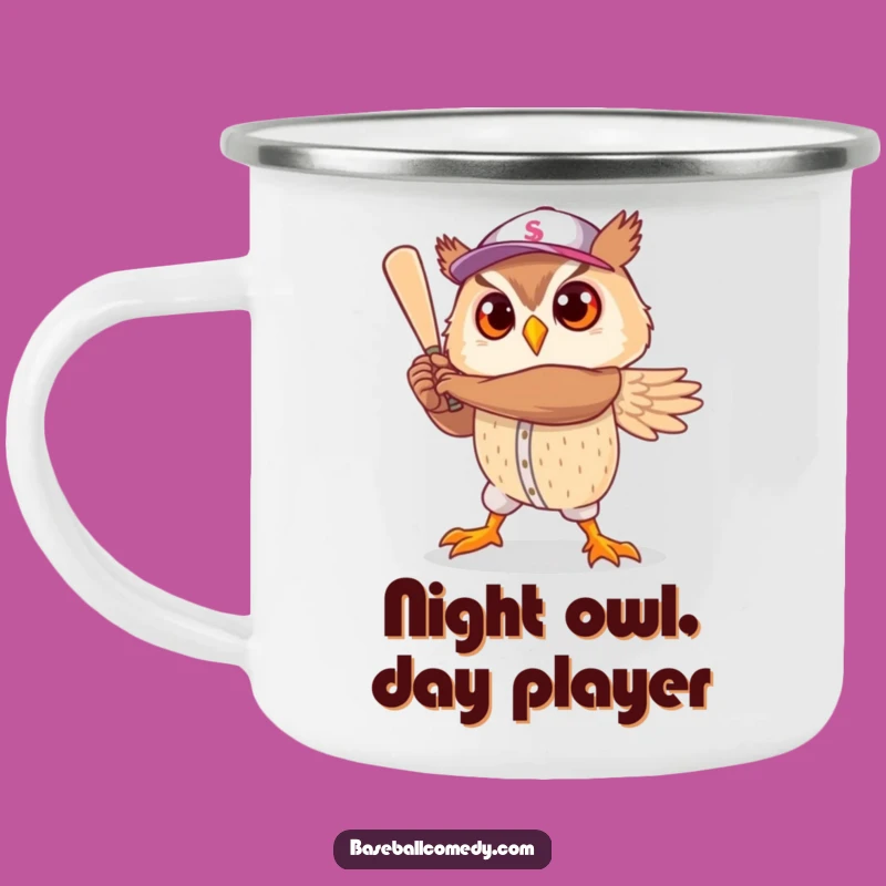 Funny Owl Baseball Hero Camping Mug: Durable and Humorous for Outdoor Adventures
