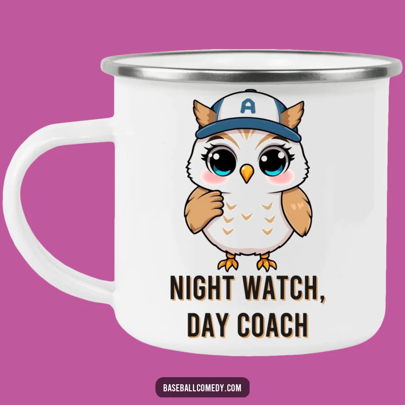 Funny Winking Owl Coaching Camping Mug - Outdoor Baseball Wisdom