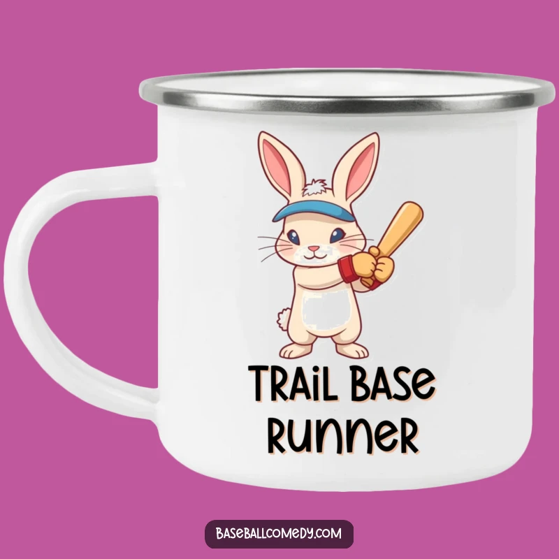 Funny Rabbit Baseball Camping Mug: Intense Focus Swinger Outdoor Mug