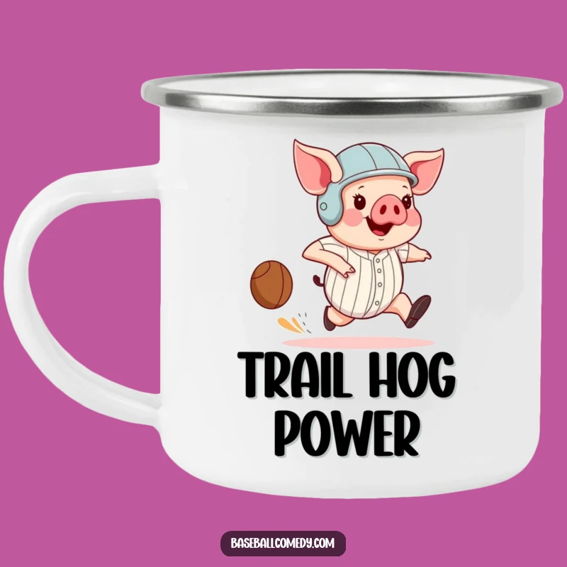 Funny Pig Base Runner Camping Mug: Hilarious Outdoor Baseball Swine Mug