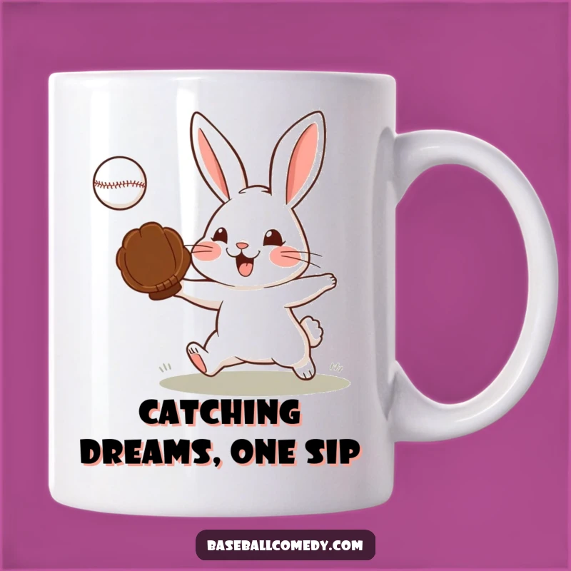 Funny Determined Rabbit Mug - Catch Laughs with this Baseball Fan Gift