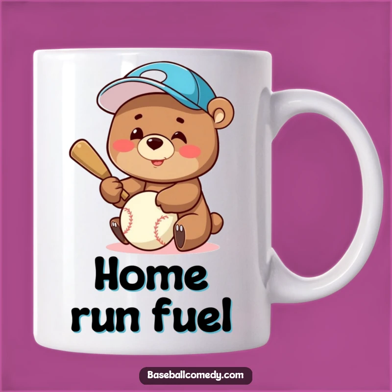 Funny Bear Batter Mug: A Smiling Baseball Cap Bear Swinging for the Fences - Perfect Gift!