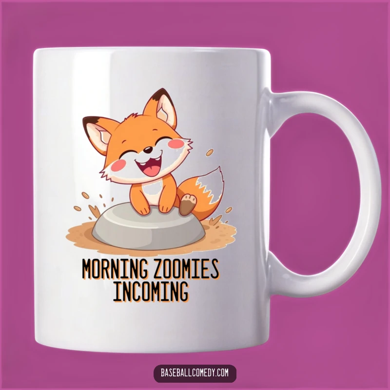 Funny Fox Sliding Mug: Grinning Base Runner, Perfect Gift for Sports & Animal Lovers