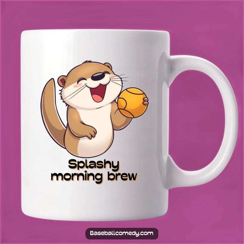 Funny Otter Baseball Mug: Joyful Foul Ball Catcher, Enthusiastic Gift for Fans