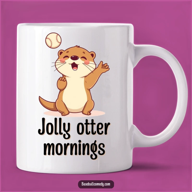 Funny Otter Juggler Mug: Playful Aquatic Animal Baseball Mug, Perfect Funny Gift!