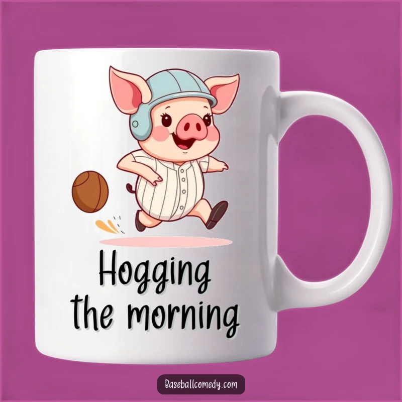 Funny Pig Base Runner Mug: Hilarious Running Piggy Gift for Baseball Fans
