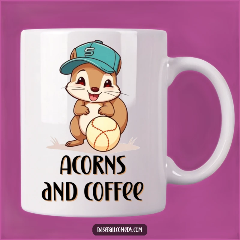 Funny Squirrel Baseball Mug: Excited Fielder, Perfect Gift for Sports Fans!