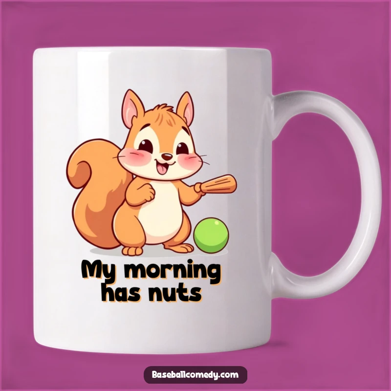 Funny Squirrel Batter Mug: Cheerful Cartoon Animal Playing Baseball, Perfect Funny Gift!