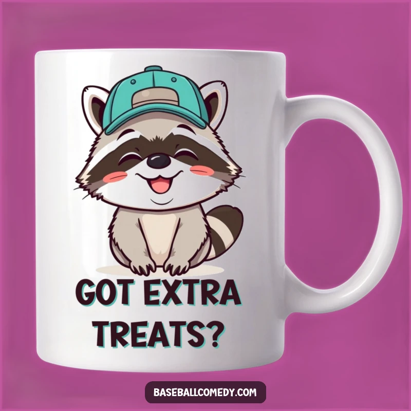 Funny Raccoon Baseball Mug - Grinning Bandit, Perfect Gift for Mischievous Fans