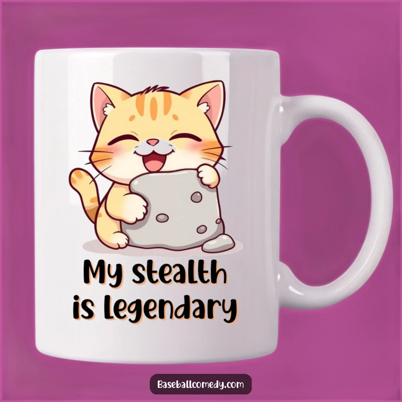 Funny Giggling Cat Stealing Base Mug - Perfect Baseball Humor Gift!