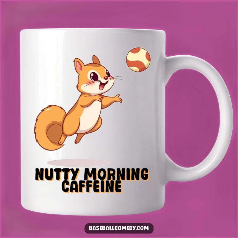 Funny Squirrel Fly Ball Mug: Baseball Gift for Wildlife and Sports Fans