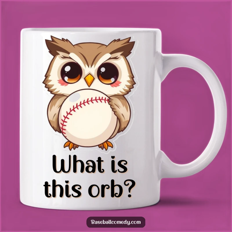 Funny Curious Owl Mug: Wide-Eyed Wonder, Perfect Baseball Gift for Bird Lovers