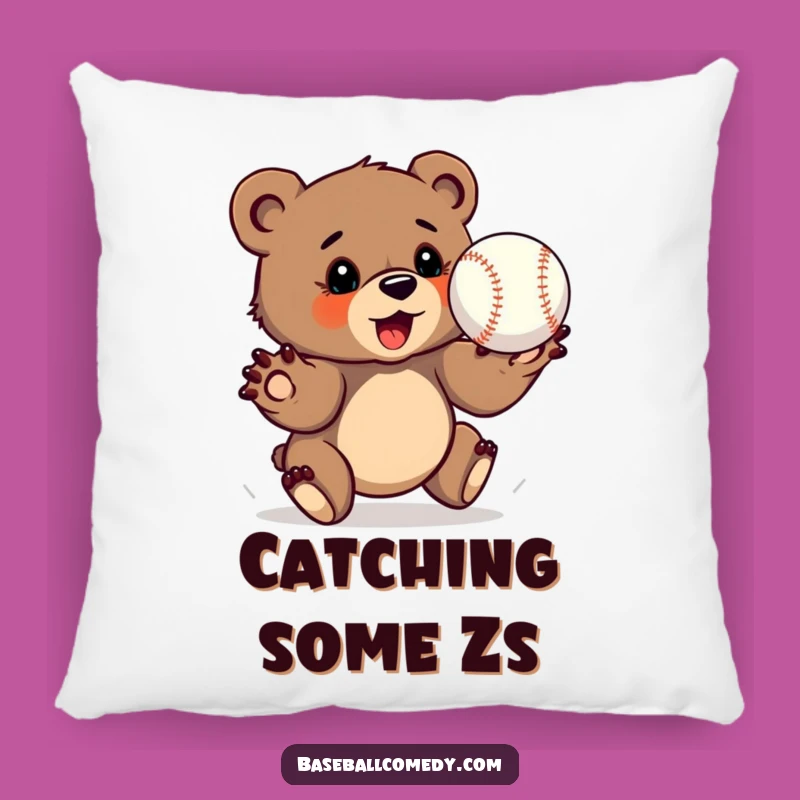 Funny Bear Cub Pillow - Cozy Catcher Cushion, Determined Decor