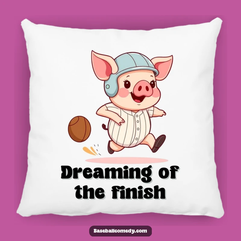 Funny Pig Base Runner Pillow: Comfy & Hilarious Baseball Swine Cushion Gift