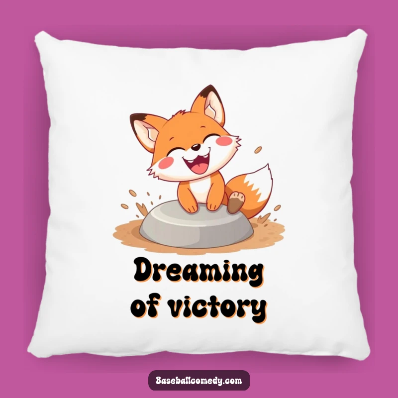 Funny Fox Sliding Pillow: Grinning Base Runner, Comfy & Hilarious Accent!