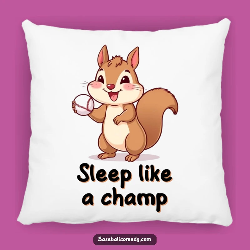 Funny Cheerful Squirrel Pillow - Add Comfort and Joy with this Baseball Accent