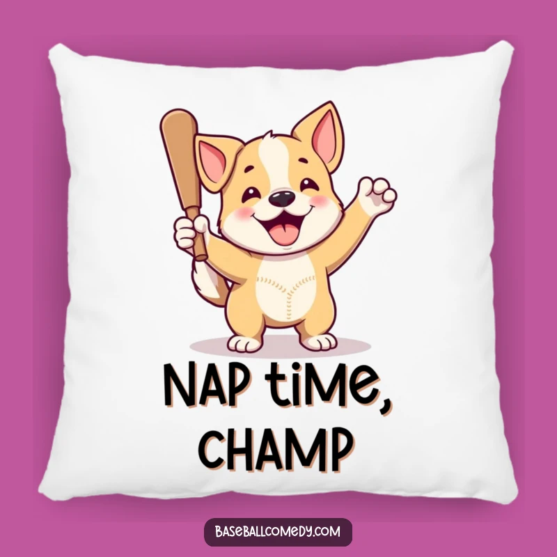 Funny Dog Home Run Pillow: Cozy Baseball Decor for Proud Pup Fans