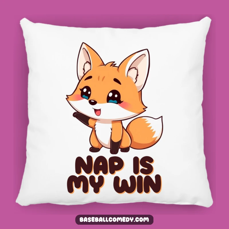Funny Fox Baseball Pillow: Cozy Comical Strikeout, Soft Humor Gift