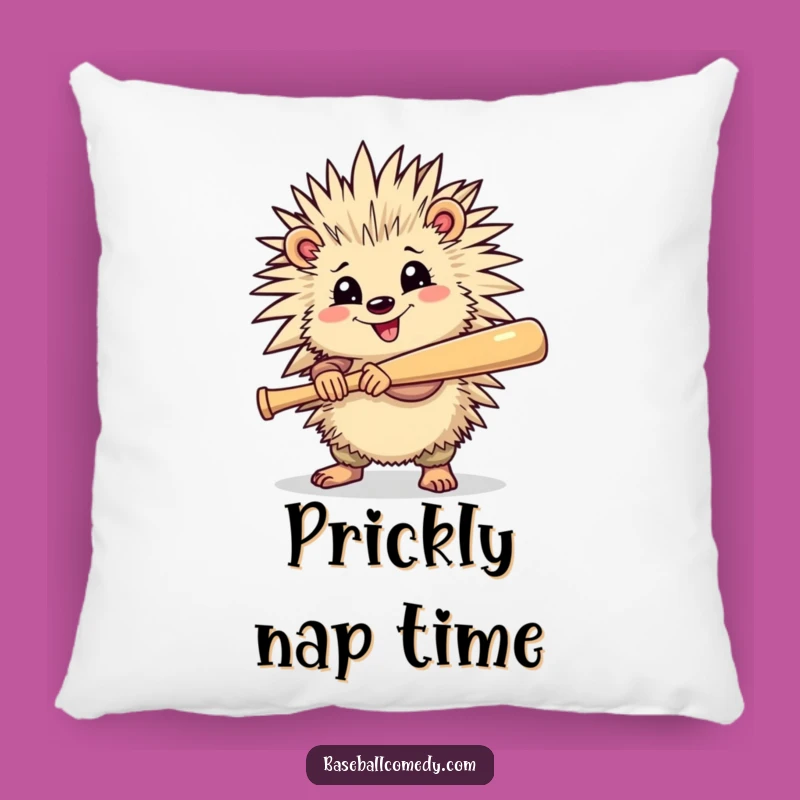 Funny Porcupine Baseball Pillow - Soft Comfort, Quirky Accent Gift
