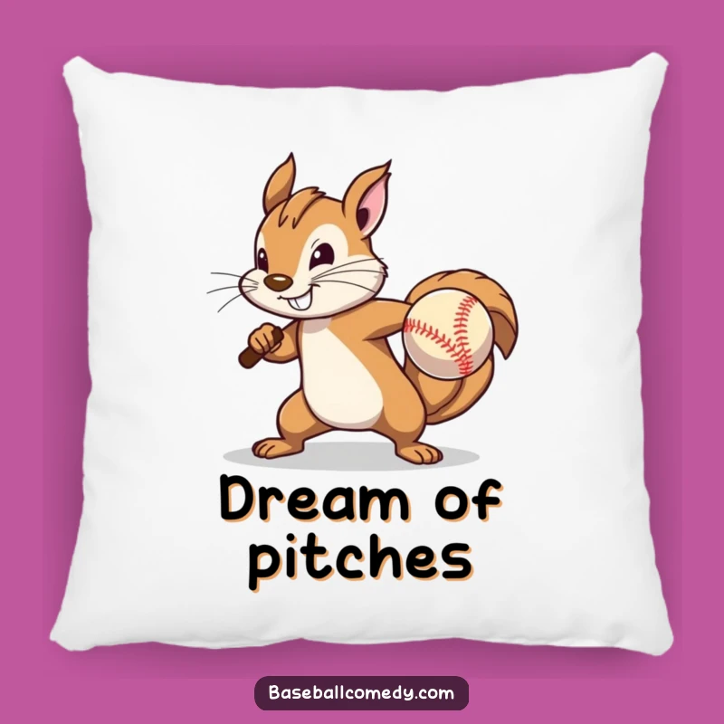 Funny Squirrel Pitcher Pillow: Cozy Comfort with Determined Effort - Soft Gift!