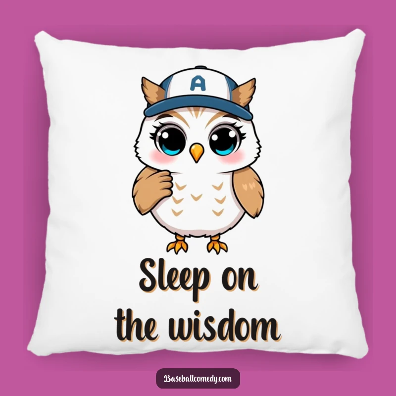 Funny Winking Owl Coaching Pillow - Cozy Baseball Humor Decor