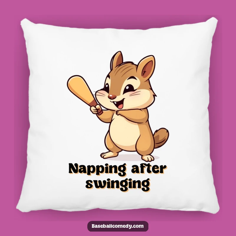 Funny Chipmunk Pillow - Cozy Baseball Cushion, Cheerful Home Decor