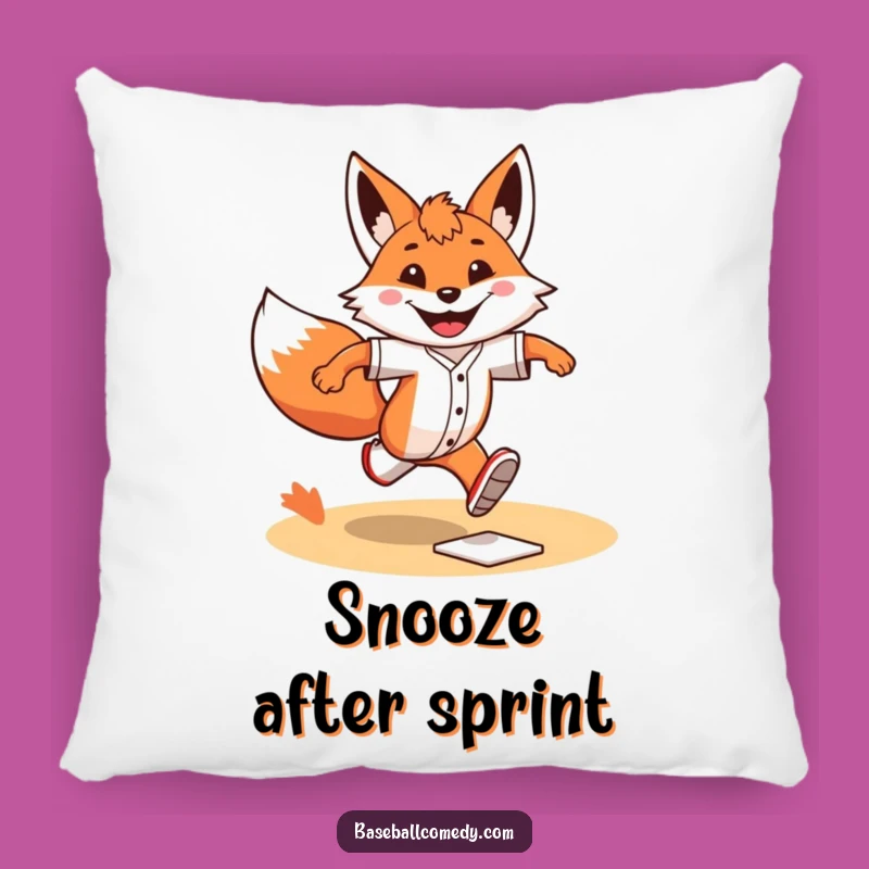 Funny Fox Runner Pillow: Cozy Comfort with a Grinning Base-Stealer - Soft Gift!
