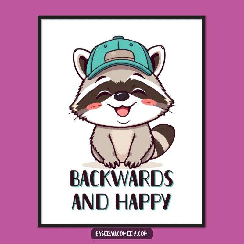 Funny Raccoon Baseball Digital Art - Instant Download, Whimsical Wall Art Gift