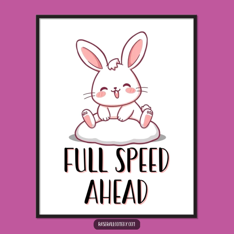 Funny Rabbit Sliding Digital Art: Instant Download Decor for Comical Sports Fans