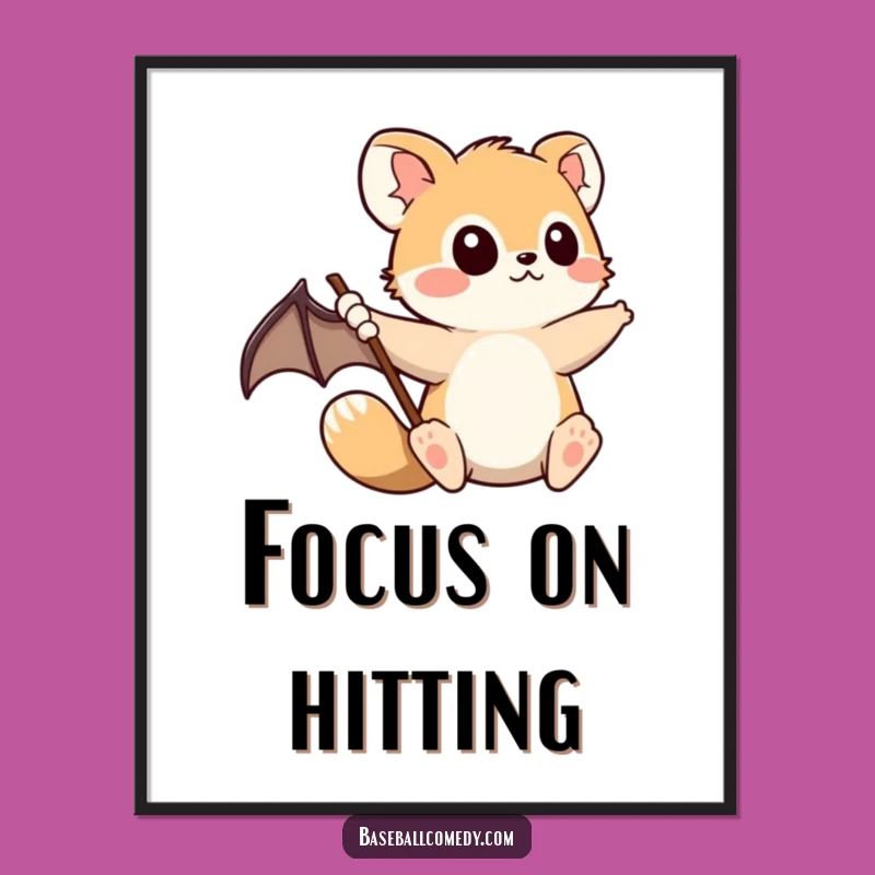 Funny Animal Baseball Digital Art - Determined Swing for Instant Decor