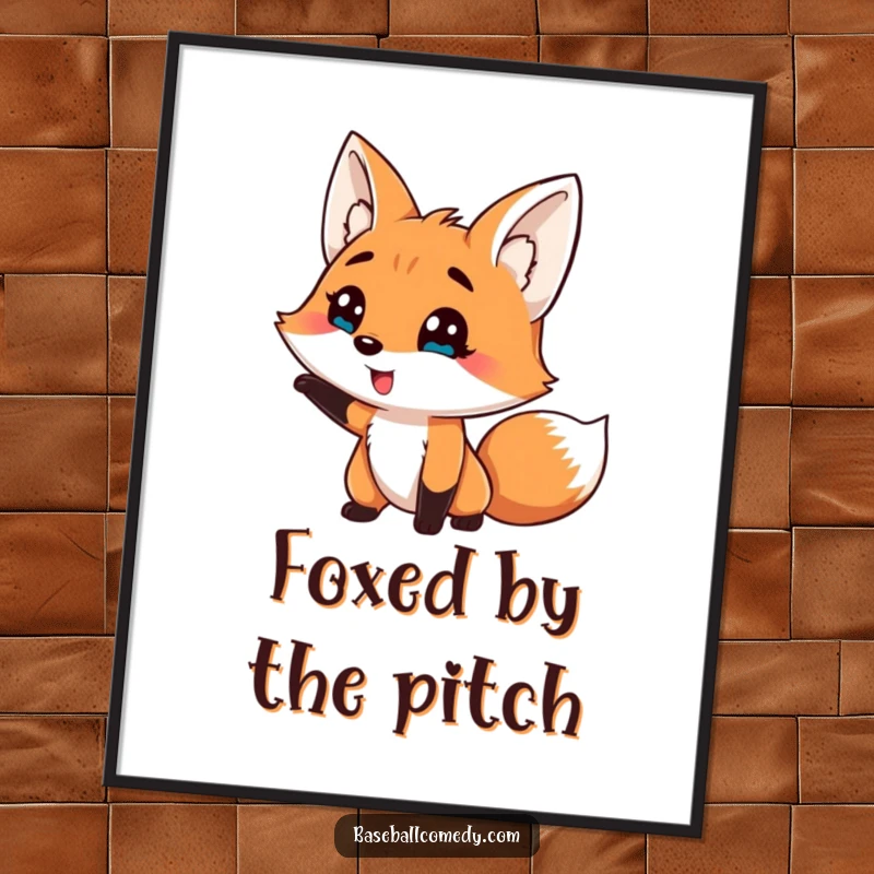 Funny digital art print of a silly fox comically striking out, conveying relatable humor and charm.
