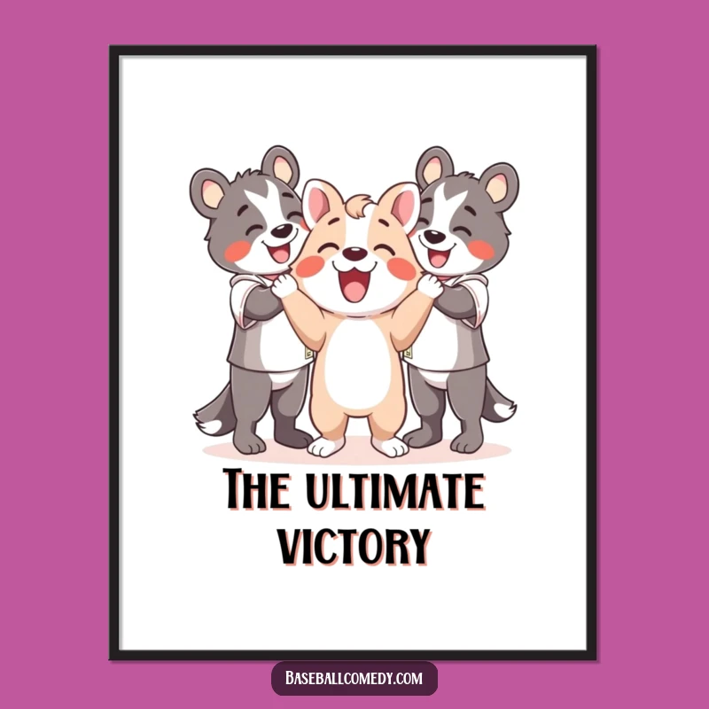Funny Happy Animal Digital Art Print: Capture Celebration with Team Art
