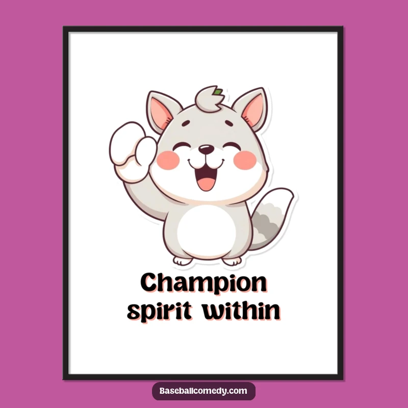 Funny Joyful Animal Digital Print: Celebrate Victories with This Cheerful Mitt Art