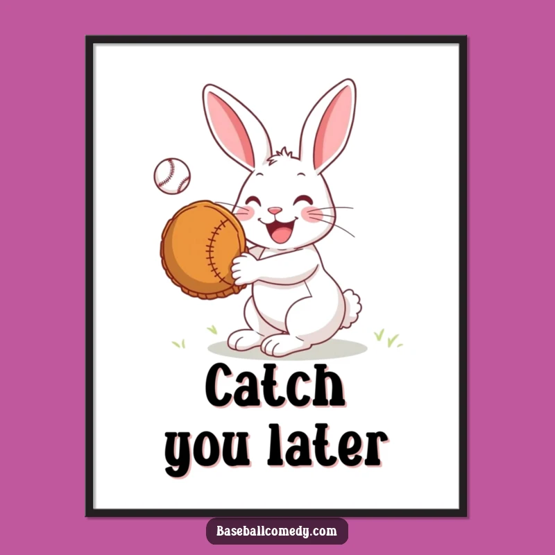 Funny Rabbit Catcher Digital Print: Instant Joy with a Big Mitt - Unique Gift!