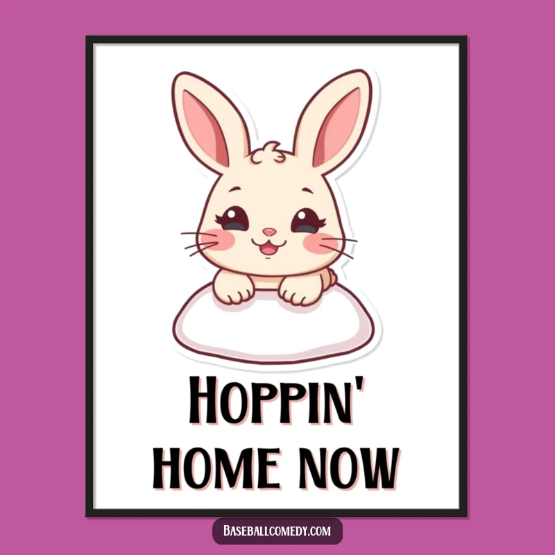 Funny Rabbit Sliding Digital Art: Instant Baseball Humor Gift