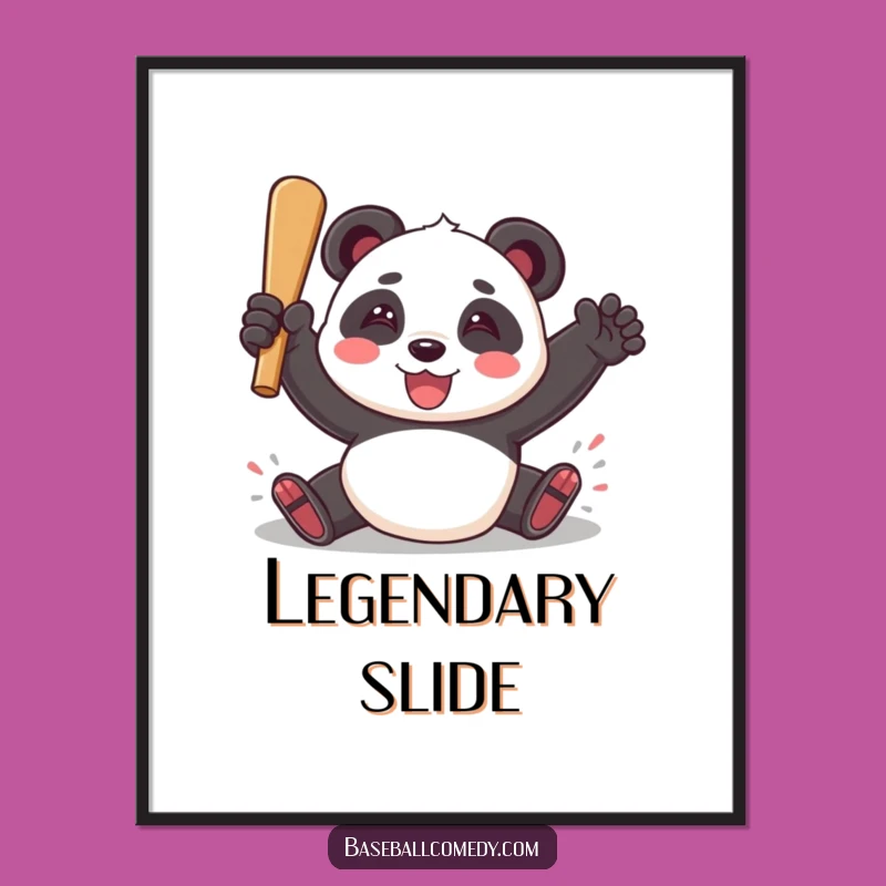 Funny Panda Baseball Digital Art - Instant Download, Hilarious Wall Art Gift
